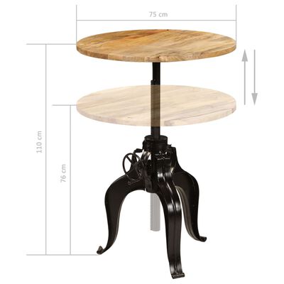 vidaXL Table de bar Bois de manguier massif 75 x (76-110) cm