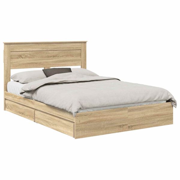 vidaXL Lit de Rangement Ch&ecirc;ne Sonoma 160 x 200 cm Bois d'ing&eacute;nierie