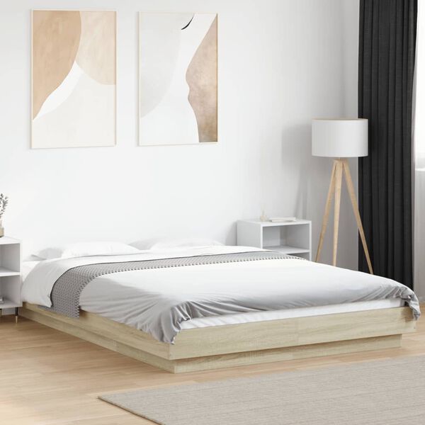 vidaXL Cadre de lit sans matelas ch&ecirc;ne sonoma 140x190 cm