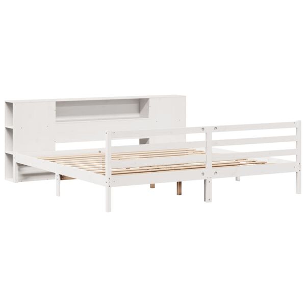 vidaXL Lit biblioth&egrave;que sans matelas blanc 200x200 cm bois pin massif