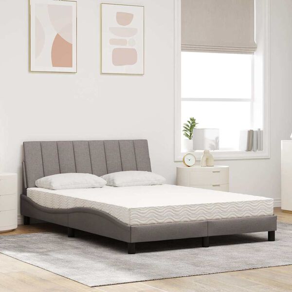 vidaXL Lit avec matelas Hanko taupe 120x200 cm tissu