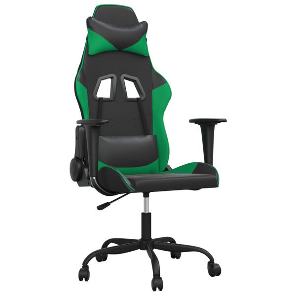 vidaXL Chaise de jeu Noir et vert Similicuir