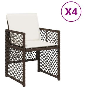 vidaXL Chaises de jardin avec coussins lot de 4 marron r&eacute;sine tress&eacute;e