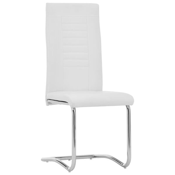 vidaXL Chaises &agrave; manger cantilever lot de 4 blanc similicuir