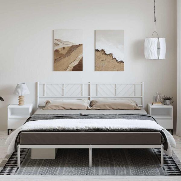 vidaXL Cadre de lit m&eacute;tal sans matelas et t&ecirc;te de lit blanc 193x203 cm