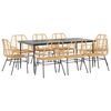 vidaXL Ensemble &agrave; manger de jardin 9 pcs marron r&eacute;sine tress&eacute;e verre