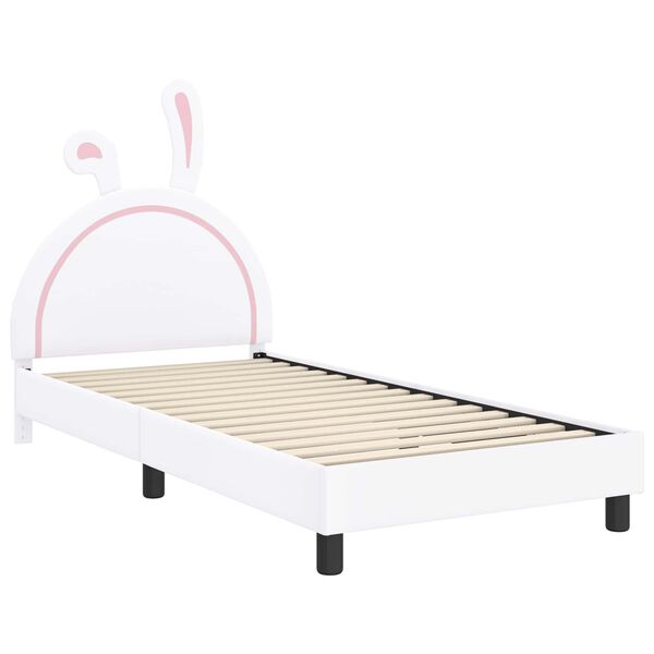 vidaXL Cadre de lit pour enfants avec t&ecirc;te de lit Blanc 90 x 190 cm PU