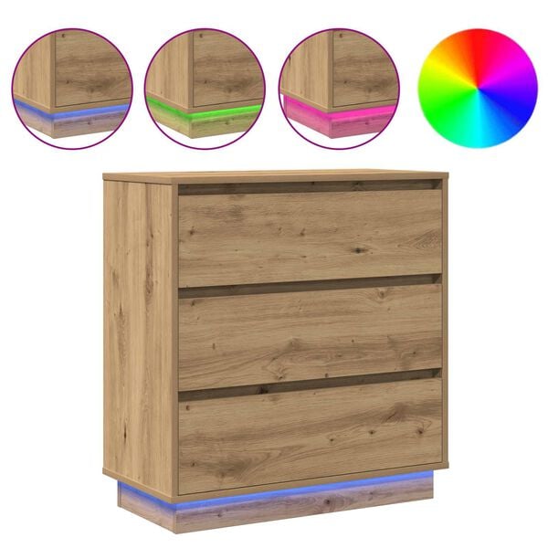 vidaXL Cabinet de chevet avec tiroir Chêne artisanal 71 x 34,5 x 75 cm