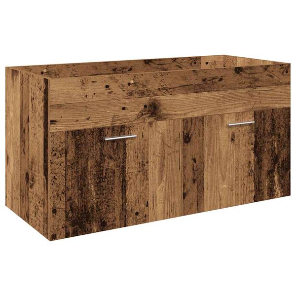vidaXL Meuble avec vasque int&eacute;gr&eacute;e vieux bois bois d'ing&eacute;nierie