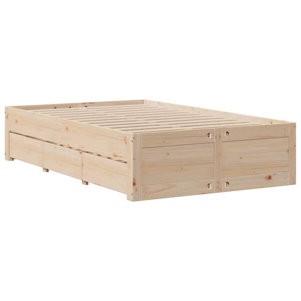 vidaXL Cadre de lit sans matelas avec tiroirs 135x190 cm bois de pin
