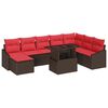 vidaXL Ensemble de Canap&eacute;s 9 pc Marron et rouge polyrotin