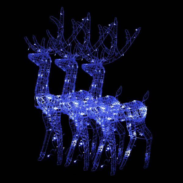 vidaXL D&eacute;corations de No&euml;l de renne Acrylique 3 pcs 120 cm Bleu