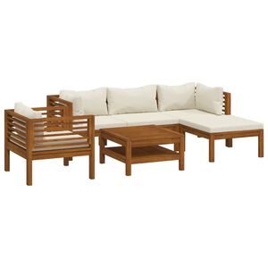 vidaXL Salon de jardin 6 pcs avec coussin cr&egrave;me Bois d'acacia solide