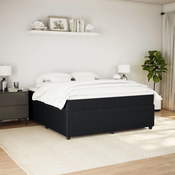 vidaXL Sommier &agrave; lattes de lit avec matelas Noir 180x200 cm Velours