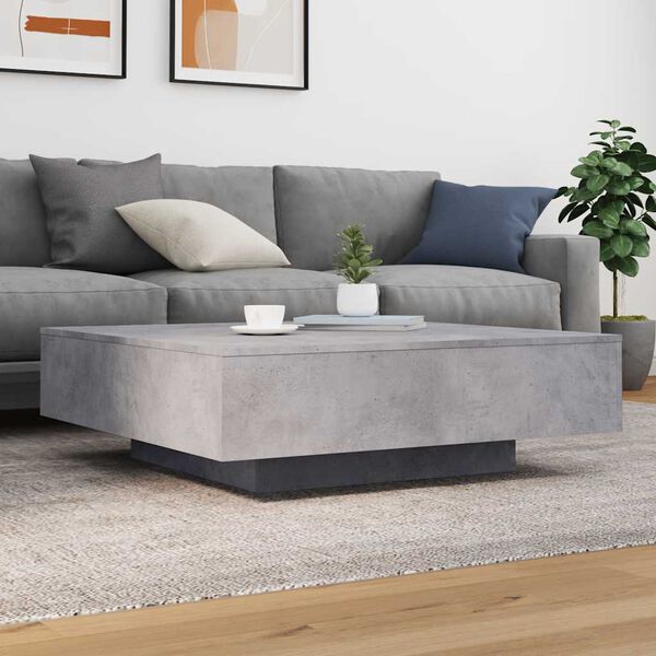 vidaXL Table basse gris b&eacute;ton 100x100x31 cm bois d'ing&eacute;nierie