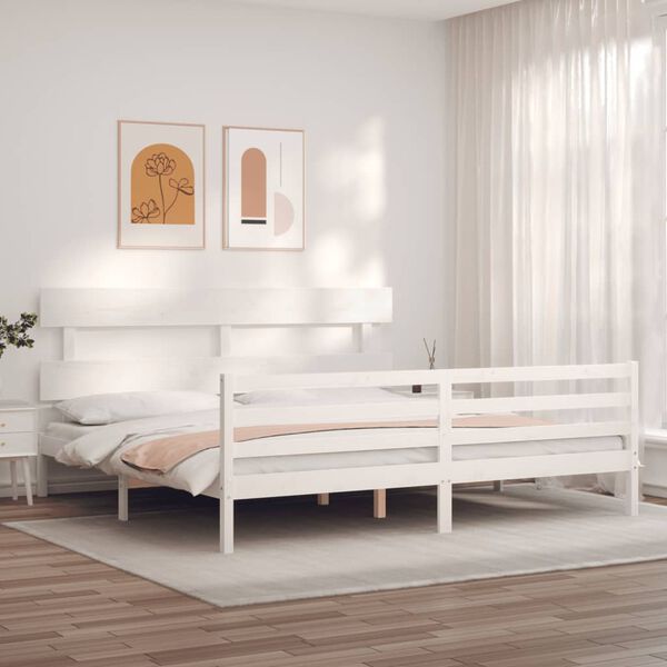 vidaXL Cadre de lit sans matelas blanc bois massif