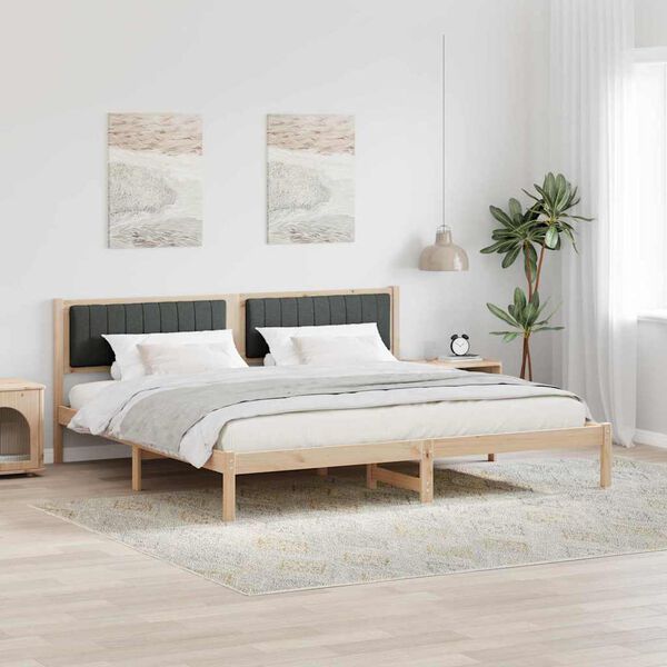 vidaXL Cadre de lit Gris fonc&eacute; 200 x 200 cm Pin massif