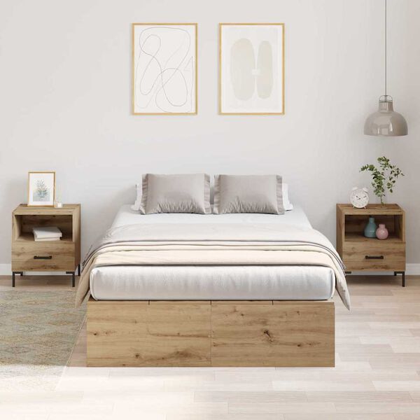 vidaXL Cadre de lit avec rangement Ch&ecirc;ne artisanal 120 x 190 cm