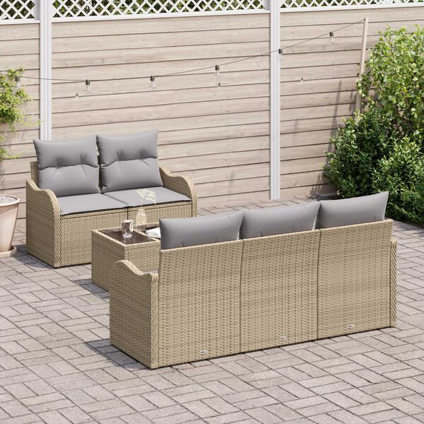 vidaXL Ensemble de canap&eacute; de jardin Beige polyrotin