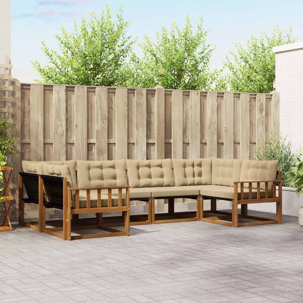 vidaXL Ensemble de canap&eacute;s d'ext&eacute;rieur 6 pcs Naturel et Beige