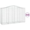 vidaXL Paniers &agrave; gabions arqu&eacute;s 30 pcs 200x50x120/140 cm Fer galvanis&eacute;