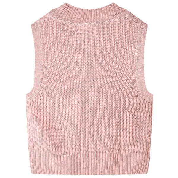 Gilet pull-over tricot&eacute; pour enfants rose clair 128