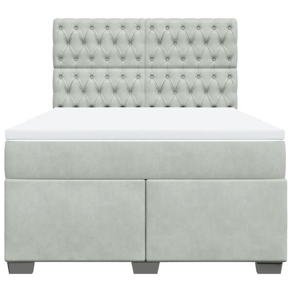 vidaXL Sommier &agrave; lattes de lit et matelas Gris clair 160x200cm Velours