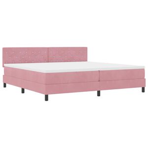 vidaXL Lit &agrave; ressort LED avec t&ecirc;te de lit Rose 200 x 200 cm Velours