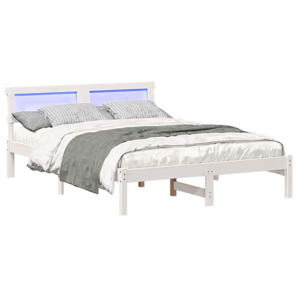 vidaXL Cadre de lit avec t&ecirc;te de lit Blanc 120 x 190 cm Pin massif