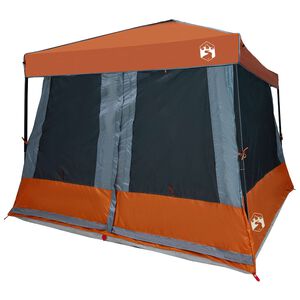 vidaXL Ensemble de Tentes de Camping avec toit 2 pcs Gris et orange