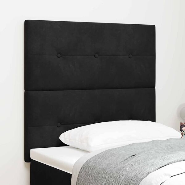 vidaXL T&ecirc;te de lit LED avec des lumi&egrave;res &agrave; LED Noir 80 cm Polyester