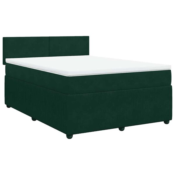 vidaXL Sommier &agrave; lattes de lit et matelas Vert fonc&eacute; 160x200cm Velours