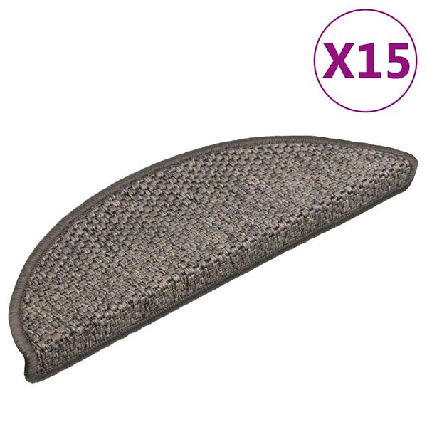 vidaXL Tapis d'escalier autocollants aspect sisal 15 pcs 56x17x3 cm