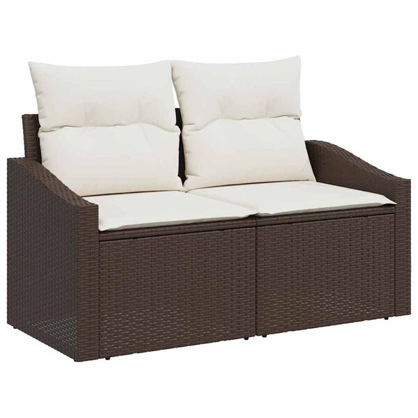 vidaXL Ensemble de canap&eacute; de jardin avec coussin 7 pcs Marron et cr&egrave;me
