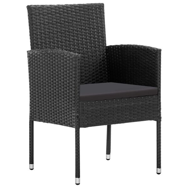 vidaXL Ensemble &agrave; manger de jardin 7 pcs R&eacute;sine tress&eacute;e Noir