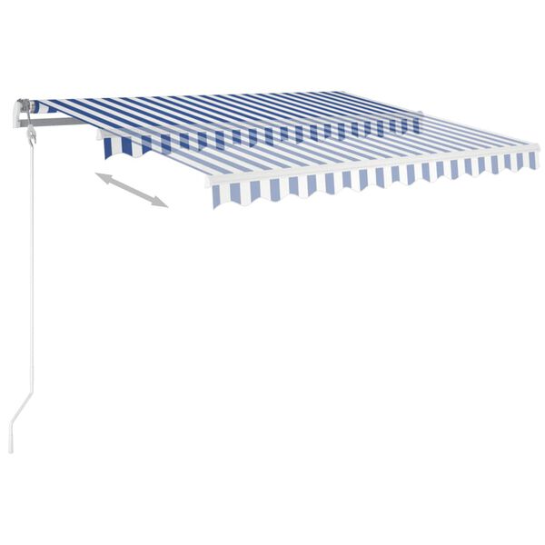 vidaXL Auvent manuel r&eacute;tractable avec LED 3x2,5 m Bleu et blanc
