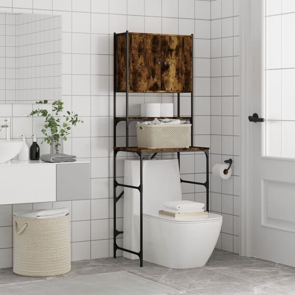 vidaXL Armoire de machine &agrave; laver ch&ecirc;ne fum&eacute; 68x48,5x194 cm