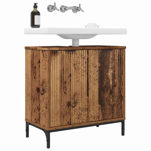 vidaXL Meuble de Lavabo de Salle de Bain avec stockage Bois Ancien