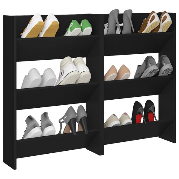 vidaXL Armoires &agrave; chaussures murales 2 pcs noir bois d'ing&eacute;nierie