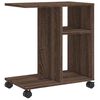 vidaXL Table d'appoint avec roues ch&ecirc;ne marron bois d'ing&eacute;nierie