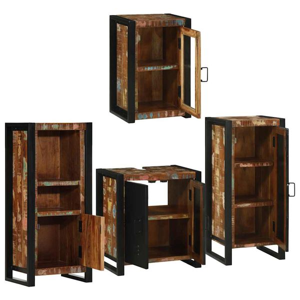 vidaXL Ensemble de mobilier de salle de bain 4 pcs Bois massif recycl&eacute;