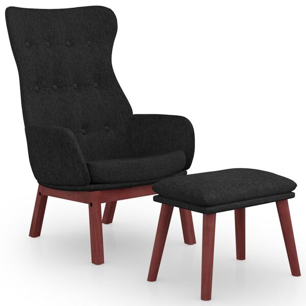 vidaXL Chaise de relaxation avec repose-pied Noir Tissu