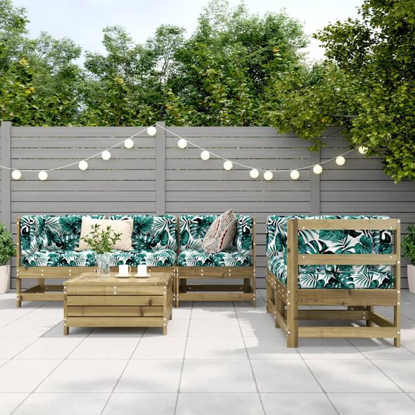 vidaXL Salon de jardin 6 pcs bois de pin impr&eacute;gn&eacute;