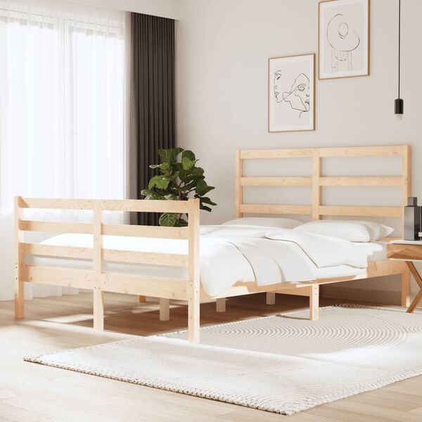 vidaXL Cadre de lit sans matelas bois massif de pin 135x190 cm