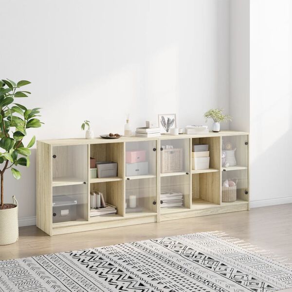 vidaXL Biblioth&egrave;que avec portes ch&ecirc;ne sonoma 204x37x75 cm