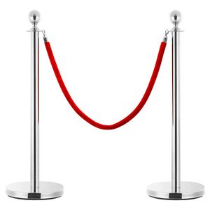 vidaXL Jeu de barri&egrave;res de file d'attente VIP 3 pcs Inox Argent&eacute;