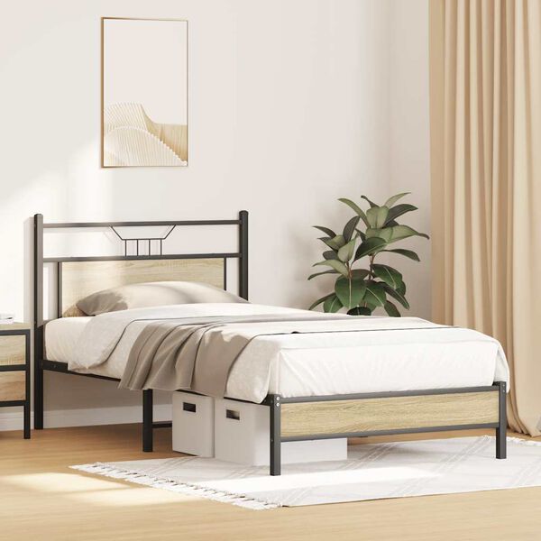 vidaXL Cadre de lit sans matelas ch&ecirc;ne sonoma 107x203 cm