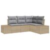 vidaXL Ensemble de canap&eacute; de jardin 4 pc Beige polyrotin