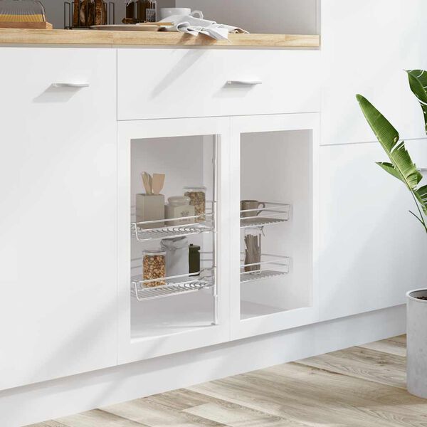 vidaXL Panier à 2 niveaux métallique de cuisine 180 degrés 75x38x80 cm