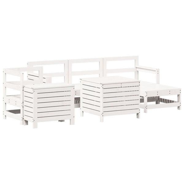 vidaXL Salon de jardin 7 pcs blanc bois de pin massif